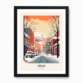 Vintage Winter Travel Poster Oslo Norway 3 Art Print