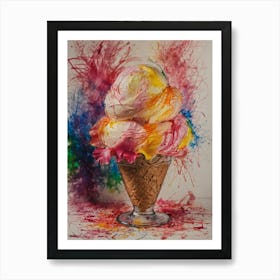 Colorful Ice Cream Cone 2 Art Print