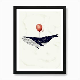 Whale Linocut Art Print