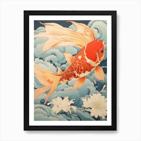 Goldfish Animal Drawing In The Style Of Ukiyo E 3 Art Print