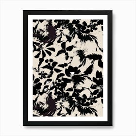 Black And White Abstract Floral Painting Art Print