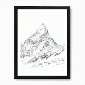 Ama Dablam Nepal Line Drawing 4 Art Print