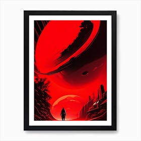 Red Giant Noir Comic Space Art Print