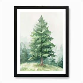 Hemlock Tree Atmospheric Watercolour Painting 4 Art Print