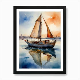 Sailboat Watercolor Painting Art Print