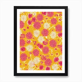 Aster Floral Print Warm Tones 2 Flower Art Print