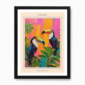 Colourful Toucan Brushstrokes 3 Poster Art Print