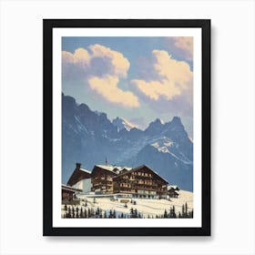 Grindelwald, Switzerland Ski Resort Vintage Landscape 1 Skiing Poster Art Print