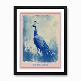 Peacock In The Wild Cyanotype Inspired 5 Poster Art Print