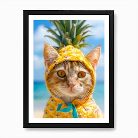 Pineapple Cat Art Print