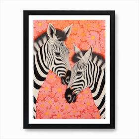 Floral Zebra Pink 2 Art Print