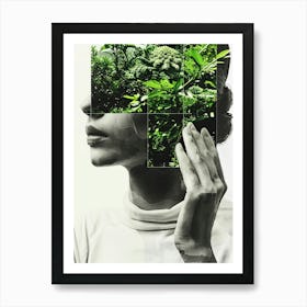 Portrait Of A Woman With Plants Art Print