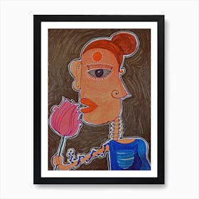 Girl With A Flower Art Print