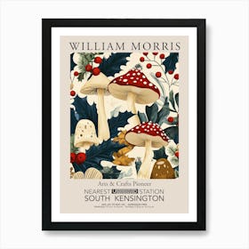 William Morris Prints Mushrooms Drawing Christmas Gift Winter Vintage Art Print