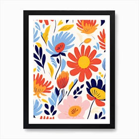 Radiant Blossom Ballet; Inspired By Henri Matisse Colorful Flower Market Art Print