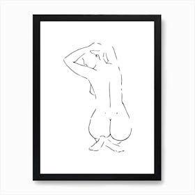 Female Body Sketch 8 Black And White Line Art Print