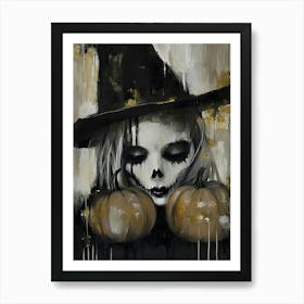 Witch With Pumpkins Art Print