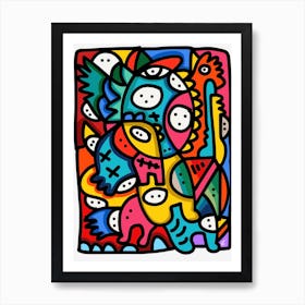 Paper Graffiti Colorful Tribal Dreams Art Print