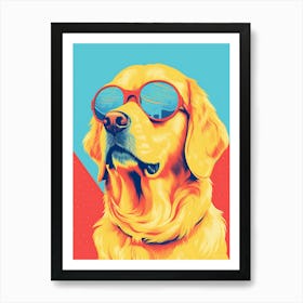 Golden Retriever In Sunglasses Art Print