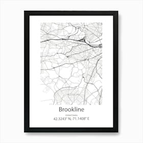 Brookline,United States Minimalist Map Art Print