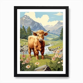 Picturesque Scenery And A Cow By The River  Art Print