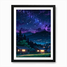 Night Sky Anime aesthetic 63 Art Print