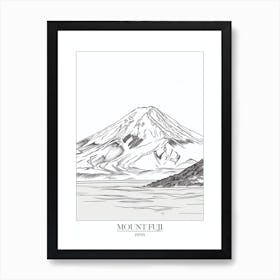 Mount Fuji Japan Line Drawing 8 Poster Art Print