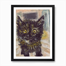 Cat, oil pastel Art Print