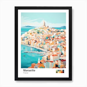 Marseille, France, Geometric Illustration 6 Poster Art Print