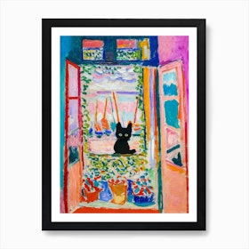 Matisse  Inspired  Open Window Cat Art Print