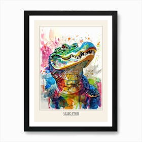 Alligator Colourful Watercolour 3 Poster Affiche