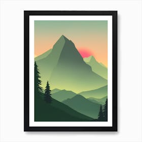 Misty Mountains Vertical Composition In Green Tone 134 Art Print