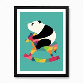 Panda Poster Geometrisch Teal Kinderzimmer