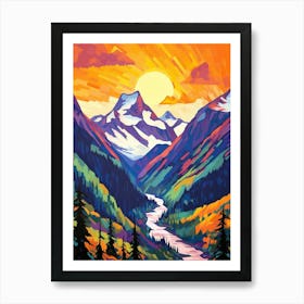 North Cascades National Park Retro Pop Art 3 Art Print