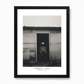 Poster Of Texas, Usa, Black And White Analogue Photograph 1 Art Print