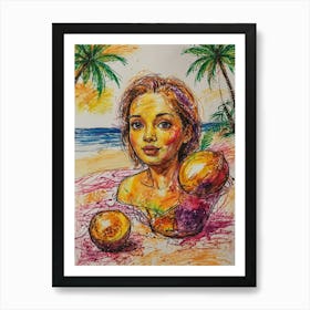 Girl On The Beach 2 Art Print