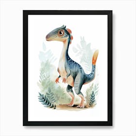 Cute Cartoon Parasaurolophus Dinosaur Art Print