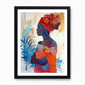 Feathered African Reverie, Boho Art Style Art Print