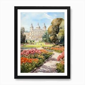 Mirabell Palace Gardens Austria Watercolour 3  Art Print