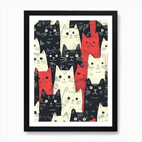 Perfectly Repeatable Artwork With Cute Cat Faces 62 Art Print