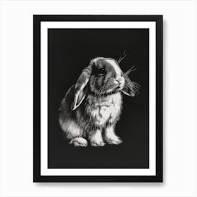 French Lop Blockprint Rabbit Illustration 6 Art Print