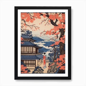 Yufuin Onsen, Japan Vintage Travel Art 3 Art Print