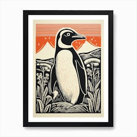 Vintage Bird Linocut Penguin 3 Art Print