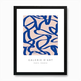 Mid Century Modern Abstract Lines Blue Art Print