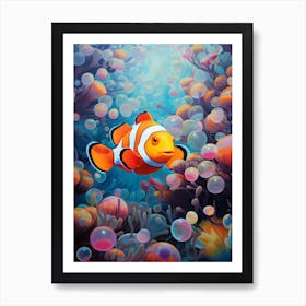 Clownfish Colorful Painting Bathroom Poster 1 Art Print