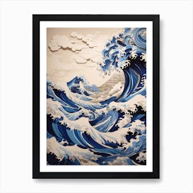 The Great Wave off Kanagawa - Aboriginal Dreamtime Art Print