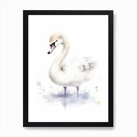 Baby Swan Watercolour Nursery 4 Art Print
