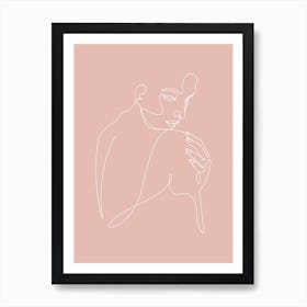 Sleep Woman Line Pink Art Print