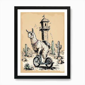 Llama On A Bike Art Print