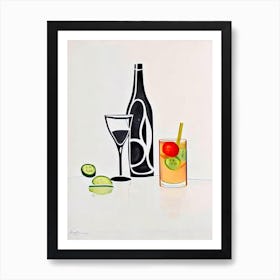 Cucumber Collins Picasso Line Drawing Cocktail Poster Art Print